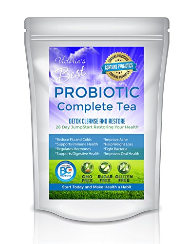 Probiotic Complete Tea 28 Day Weight Loss Detox Reduce Bloating Constipation Cleanse Caffeine Free Ganeden BC30 Probiotic + Free E-Book Guide