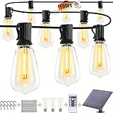 Solar string lights outdoor waterproof 100ft with 52 Shatterproof ,Solar lights outdoor waterproof R
