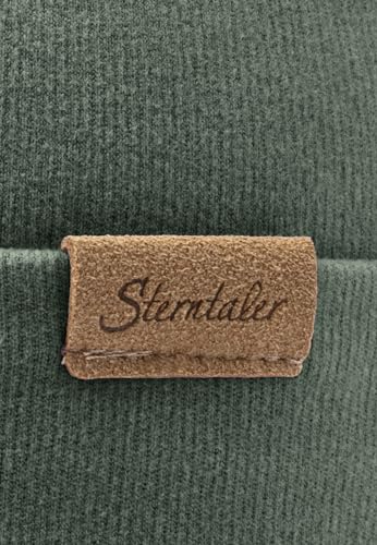 Sterntaler Beanie aus feiner Strickware - Zeitlose Unisex Mütze mit Umschlag - Verschiedene Tragevarianten - bequem und elastisch - mattgrün, Größe 45