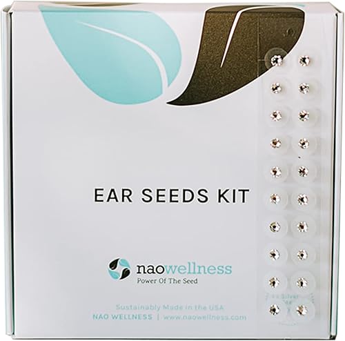 NAO Wellness Crystal Ear Seeds- Semillas de Auriculoterapia Kit de curación de cuentas de acupresión de cuidado personal con más de 40 soluciones -