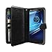 NEXTKIN Case Compatible with Motorola Droid Turbo 2 Kinzie XT1585 X Force XT1580, Leather Dual Wallet TPU Cover, 2 Pockets Double Flap, Multi Card Slots Snap Button Strap for Kinzie XT1585 - Black