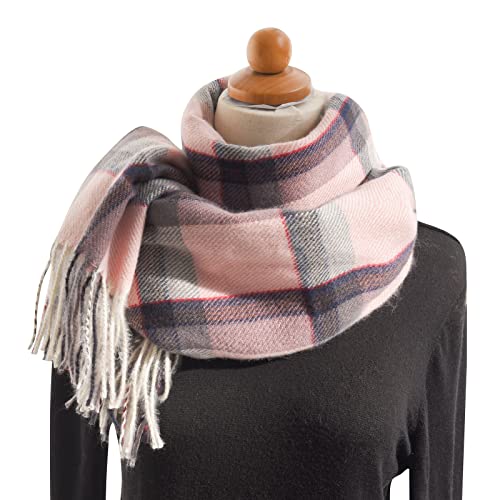 Women's Autumn And Winter Colorful Plaid Shawl Thickening Warm Fringe Scarf Scarf Ladies Scarves (Pink, A) #TOP24