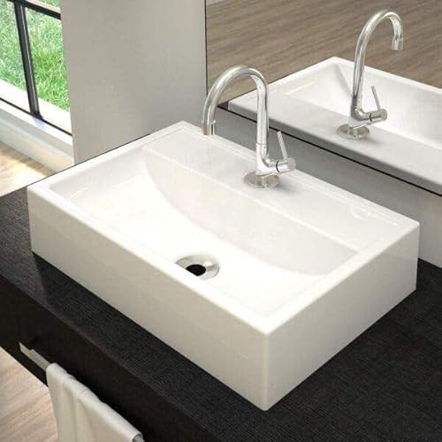 Cuba Q450W com Torneira e Válvula de Metal com Sifão e Flexível Compace Branco