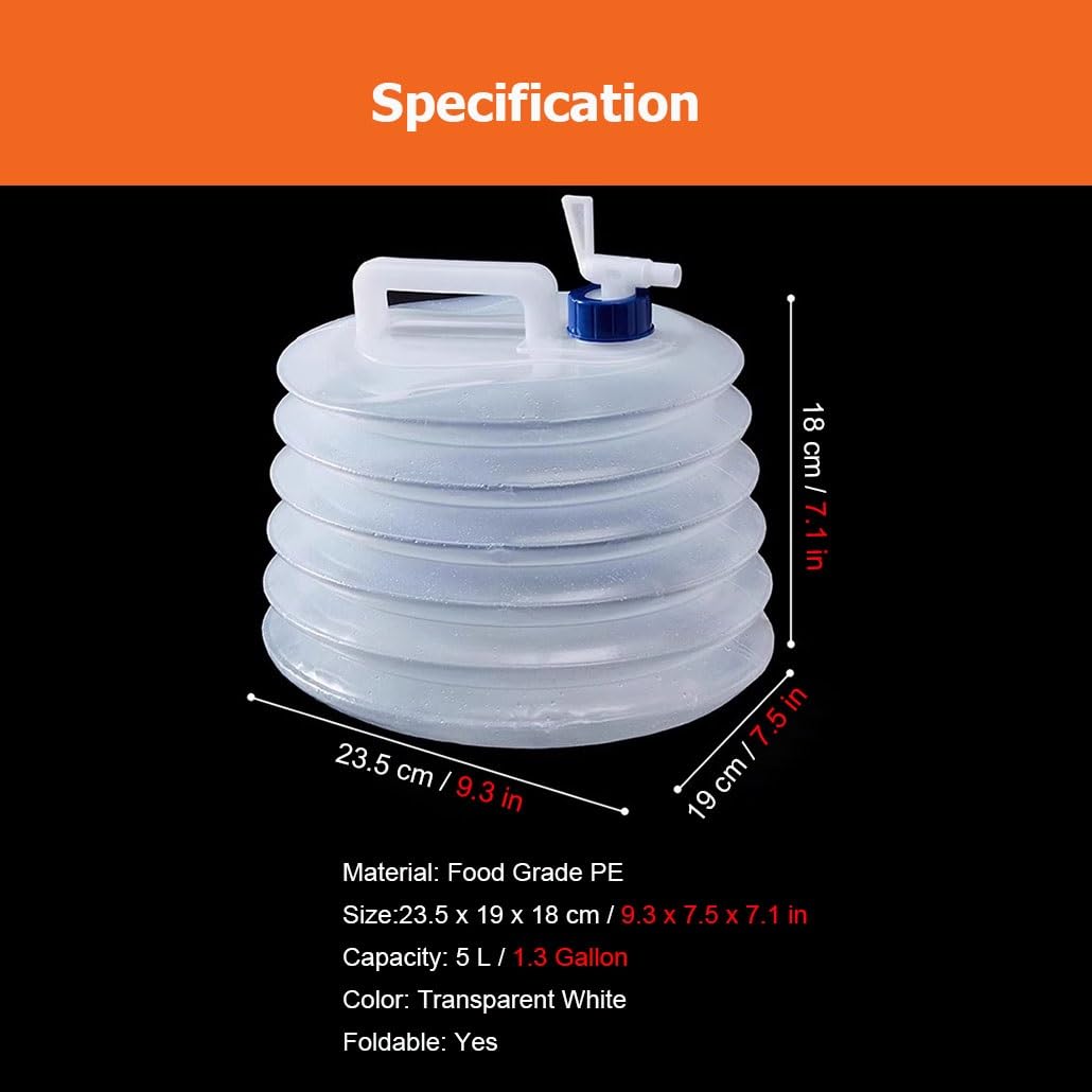 Faltbarer Wasserbehälter 5/10/15L mit Wasserhahn, tragbarer & BPA-freier Falteimer für Camping, Wandern, Angeln, Picknick, Reisen, Outdoor-Aktivitäten, Wassertank