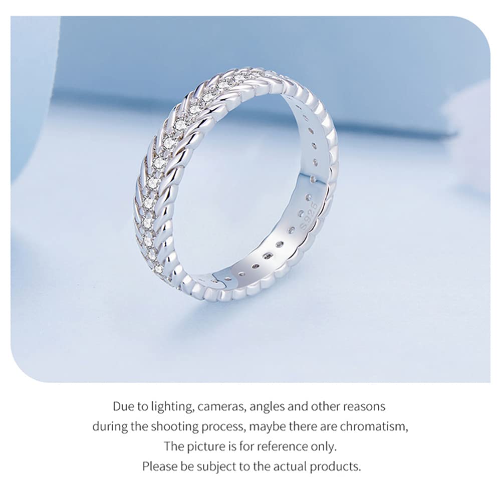 Frauen 925 Silber Ring, dünne Perlen mit voller Perle Twisted Seil Black CZ Ehering Stapel winziger Ringe für Frauen stapeln
