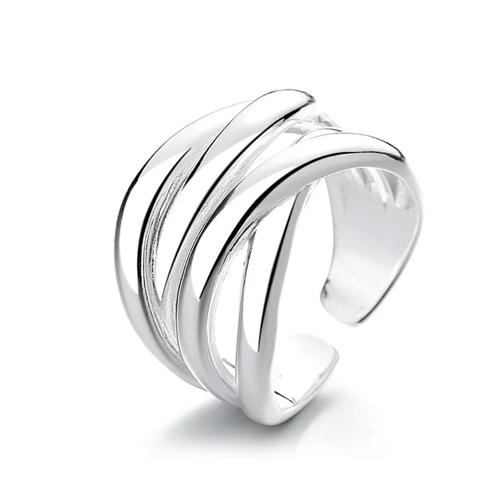 JUNTEN Wire Intertwined Rings Sterling Silver Crossover Statement
