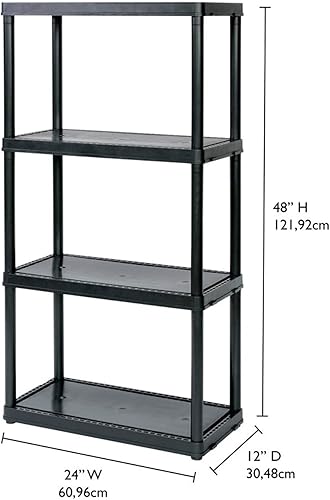 Miniatura 5 de Gracious Living Estantería de 4niveles, resistente, de peso ligero, de 48pulgadas, para garaje o interiores, soporta hasta 220libras, fácil de