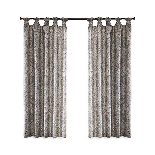 Madison Park Yvette Twist Tab Paisley Printed Single Window Curtain Panel Single Window Treatment Drape For Bedroom Living Room And Dorm, 50"X95", Taupe 1 #TOP7