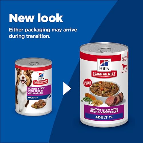 Hill's Science Diet Adult 7+, Senior Premium Nutrition, Wet Dog Food, Beef & Vegetables Stew, 12.8 oz Can, Case of 12 image 3