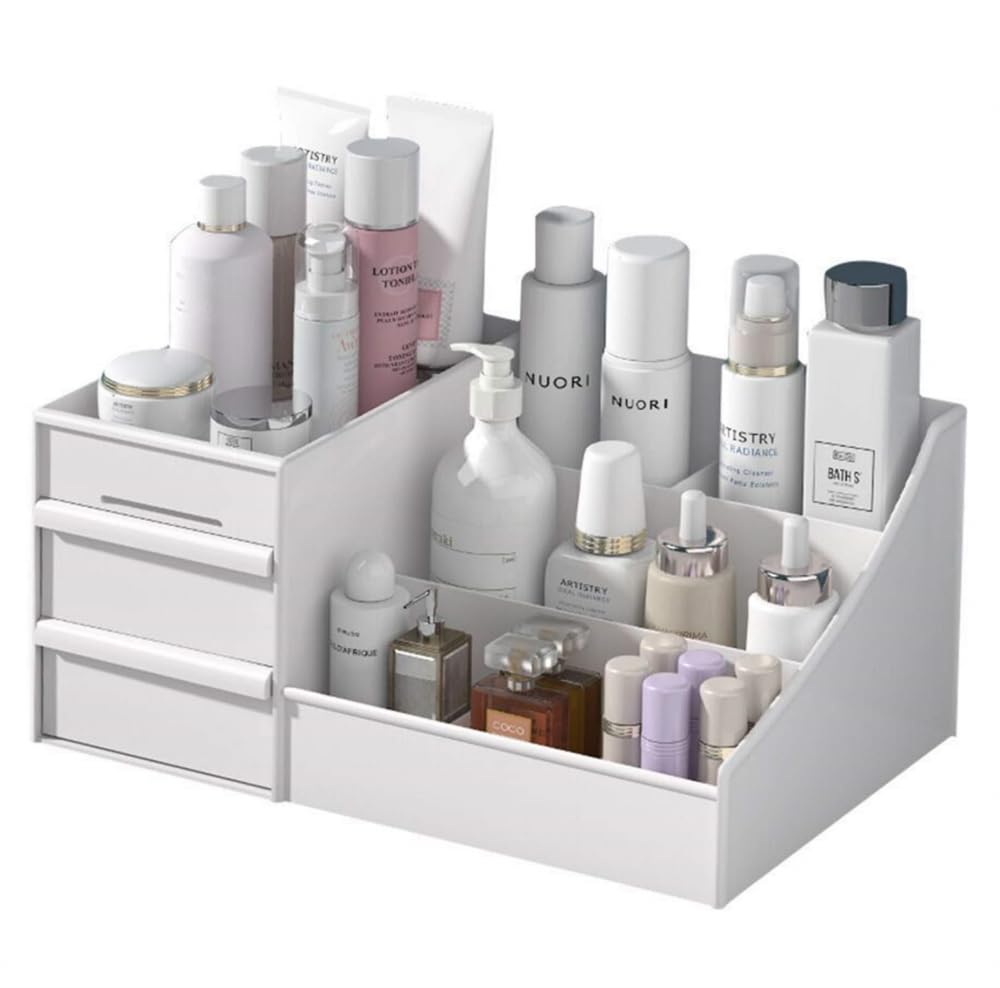 AzoneeMakeup Organizer With Drawers, Large Capacity Countertop Organizer for Vanity, Jewelry Organizing Box, Suitable for Storage in Bathroom, Bedroom and Bedside Table