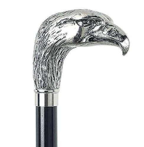 Delfa Gehstock Spazierstock Wanderstock Griffmotiv Adler in Silber