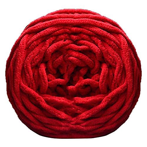 Verlike - Fil à tricoter épais pour bricolage, écharpe douce, pull, serviette - Pelote de laine épaisse, Polyester, rouge foncé, 100 g