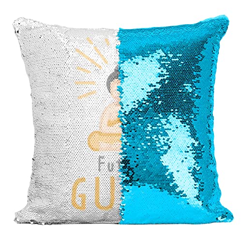 Coussin paillettes turquoise avec sequins réversibles zen - 2