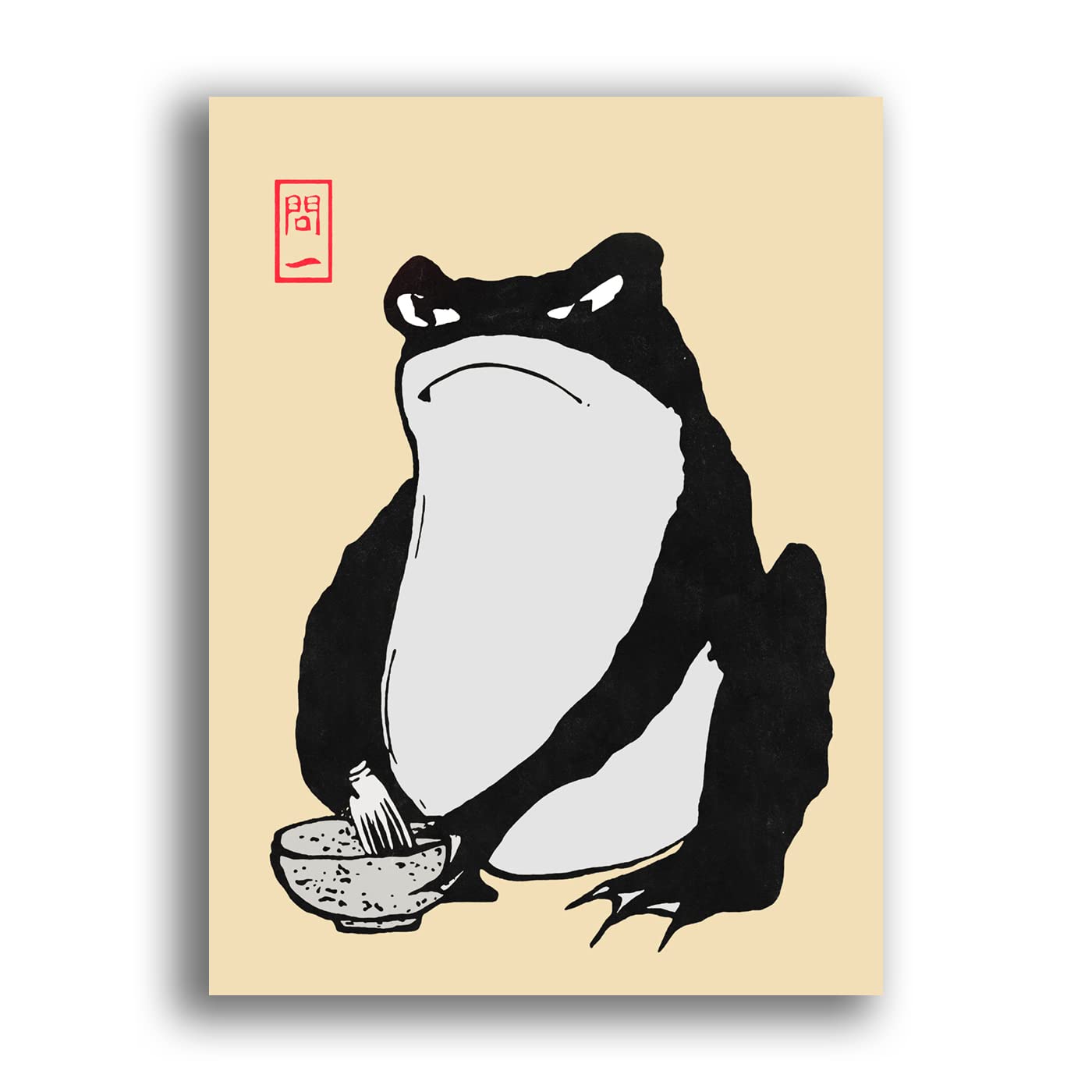 Japan Art Matsumoto Hoji Frog Sad Frog Art Print Japanese Woodblock Reproduction Ugly Cute Toad Print Wabi Sabi Wall Art Frog Painting