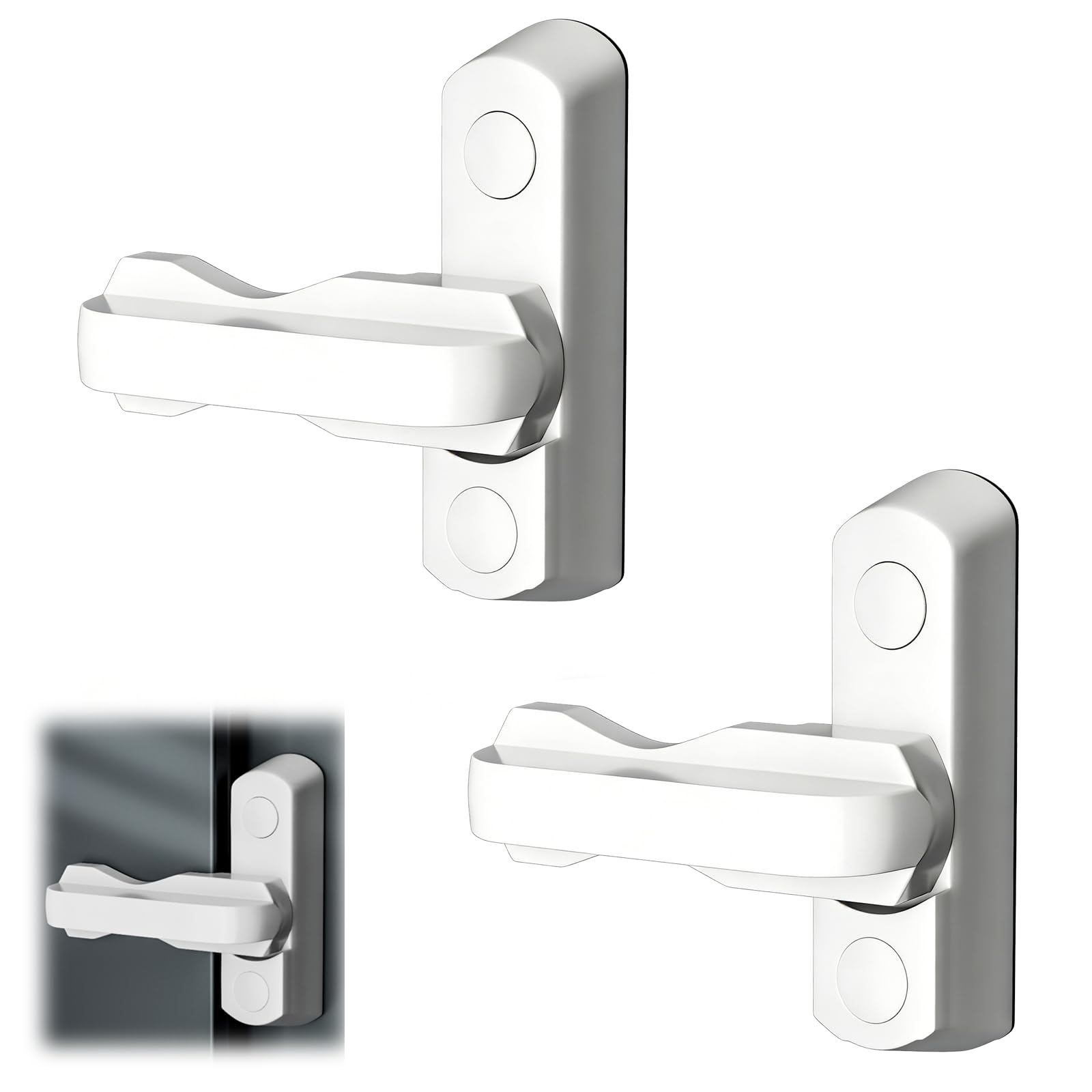 2 Pack Sash Jammers for Upvc Doors & Windows,Plastic Window Locks,Anti-Intruder Security Locks,Universal Door Security Swing Lock,Easy Install,for UPVC PVC Doors and Windows Home Safe(White)