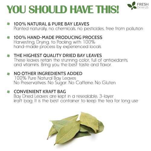Image of FreshDrinkUS, Premium 18oz Dried Bay Leaves, 100% Natural & Pure from Bay Leaf, Bay Leaves Spice, Wildcrafted, Fresh Harvested, Bay Leaves For Cooking, Sugar-Free, Gluten Free, Caffeine Free, Vegan