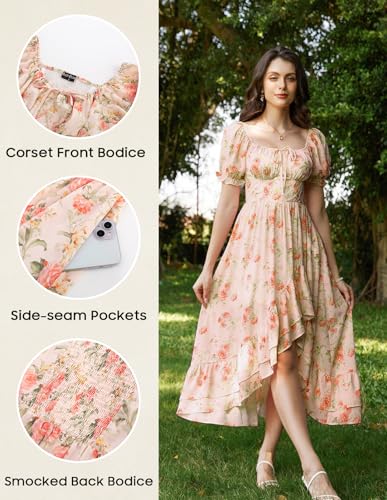Image of Scarlet Darkness Corset Dresses for Women Summer 2026 Floral Wedding Guest Chiffon Sundress