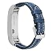 For Fitbit Alta Leather Bands,ESEEKGO Genuine Leather Replacement Band for Fitbit Alta HR and Fitbit Alta (No Tracker,Blue with White Line)