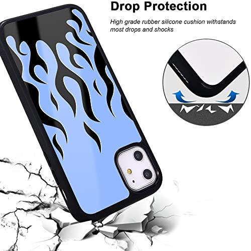 Idocolors Flame Fire Phone Case Blaze For Iphone 7/8/Se 2020,Shockproof Soft Silicone Hard Back Scratch Resistant Cartoon Painting Blue Protective Cute Cover Fashion Girly Design Cases #TOP1