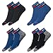 NAVYSPORT Originals Unisex Sneaker Knöchelsocken mit Baumwollkissen für Damen Herren, Denim Blau (2 Paare) | Schwarz (2 Paare), 4er Pack, Größe: 43-46