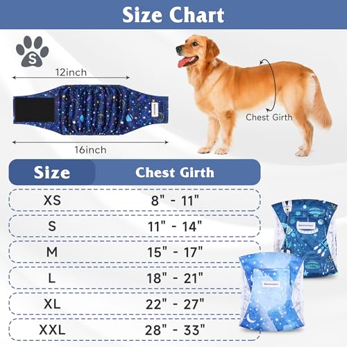 Image of 5 Pack Dog Diapers Male, High Absorbing Dog Wraps, Belly Bands for Male Dogs with Incontinence or Frequent Urination, Washable Doggie Diapers Star L