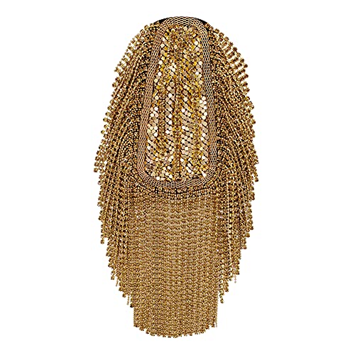 Image of Tassel Epaulettes Shoulder Crystal Chain Fringe Shoulder Badge Brooch Pins for Ringmaster Costume 2 pieces (gold)