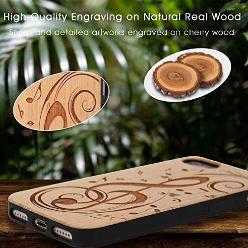 Iproductsus Music Phone Case Compatible With Iphone Se(2020), 8/7/6/6S (4.7"), Wood Cases Engraved Music Sign, Working With Wireless Charging, Tpu Shockproof Protective Cover (4.7-Inch) #TOP3