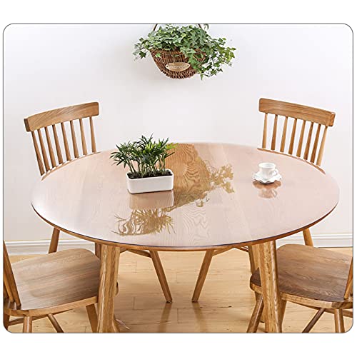 Mantel de plástico transparente – Mantel redondo impermeable de 2 mm de grosor, almohadilla protectora de PVC suave lavable para exteriores, cocina y jardín, 90 cm
