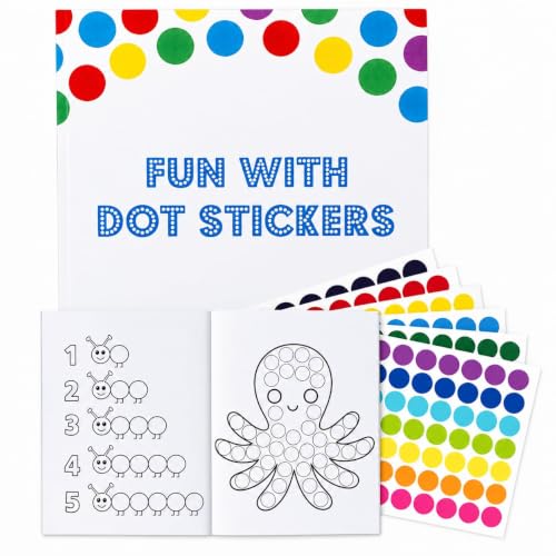 Image of CocoMoco Kids Premium Dot Stickers for Kids with 123, ABC & Animals Sticker Book -1500+ Round Color Stickers Fun Craft Supplies for Boys & Girls, Sticker Activity Book (Pack of 2)