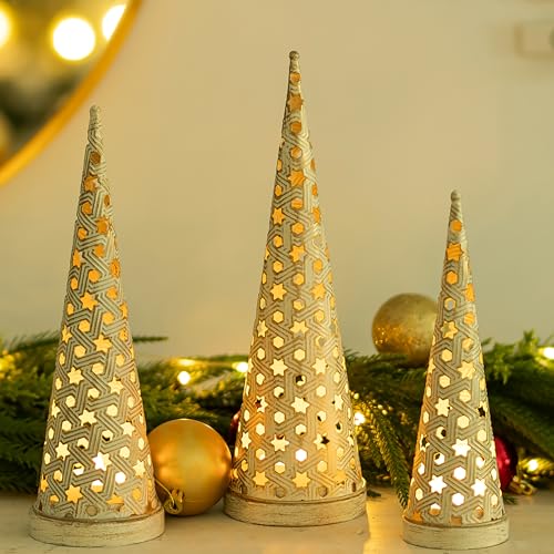 Sziqiqi Weihnachtsbaum Teelichthalter Weihnachten Tischdeko: 28cm...