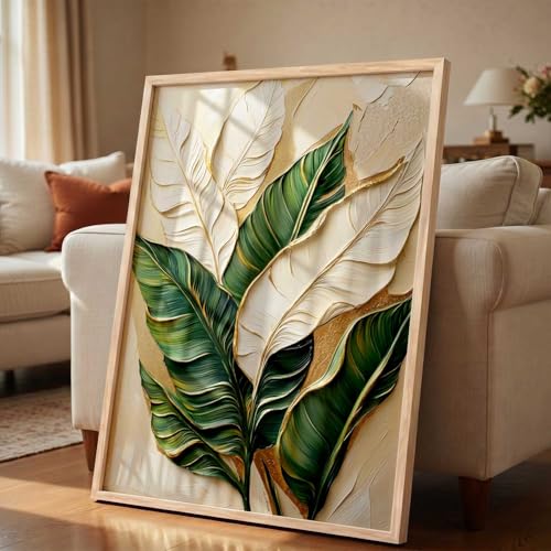 Image of kotart Aesthetic Leaf Art Home Decoration|Paintings With Frame For Living Room Bed Room Hotel Wall Decor Digital Reprint (19x25 inch)