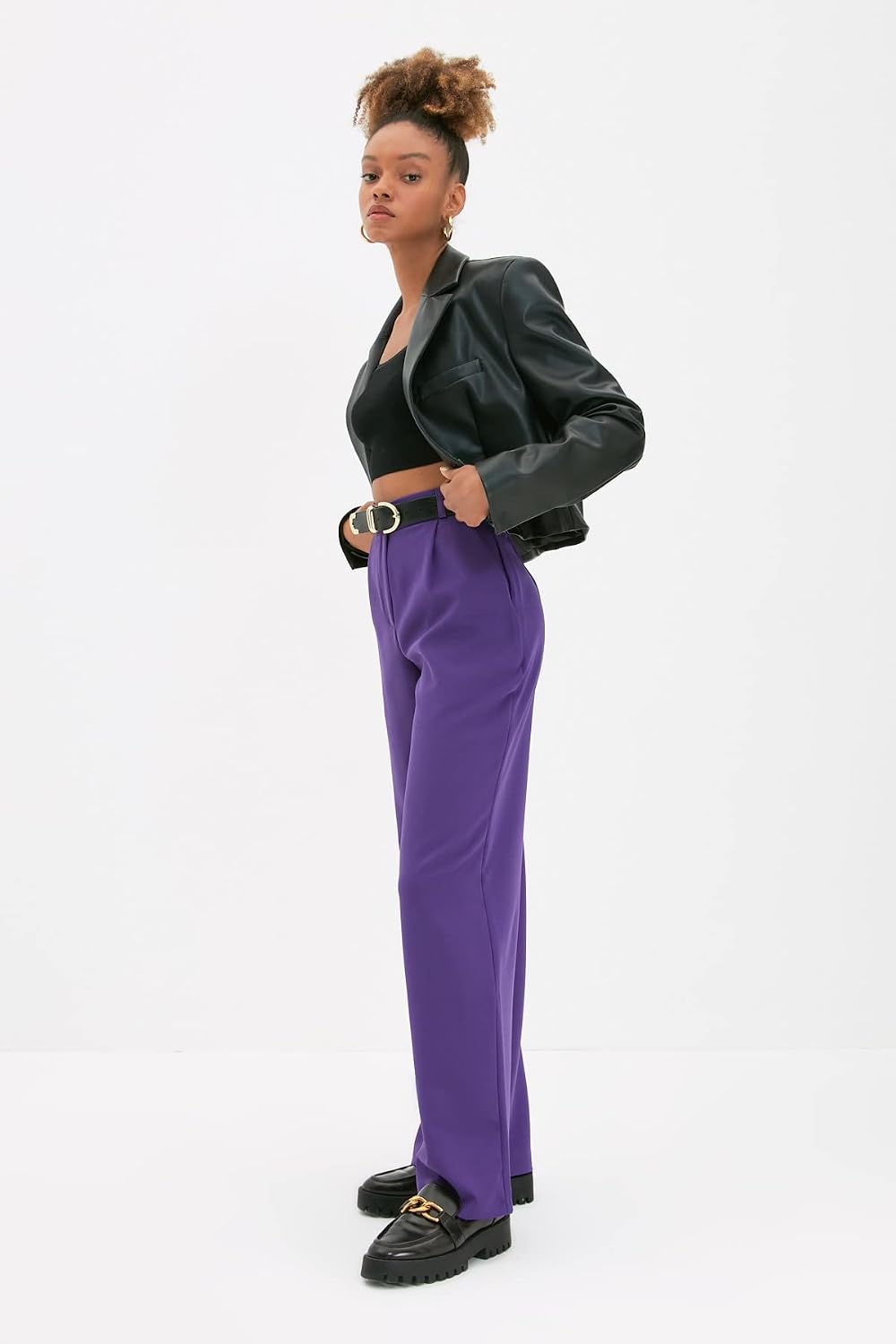 TRENDYOL Trendyol the Mutor-Grundn Women's Trousers 36 Dark Purple