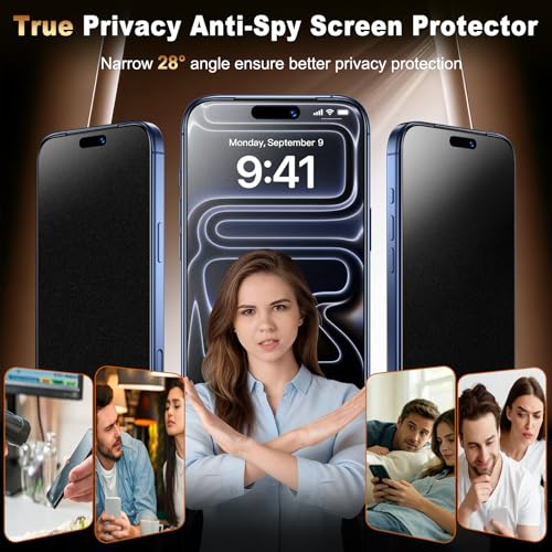 Image of UniqueMe for iPhone 17 Pro Matte Privacy Screen Protector - 6.3 inch | 2 Pack,Anti-Spy,Smooth Matte Finish,9H+ Tempered Glass,Anti-Glare, Anti-Fingerprint, Bubble Free, Easy to Install