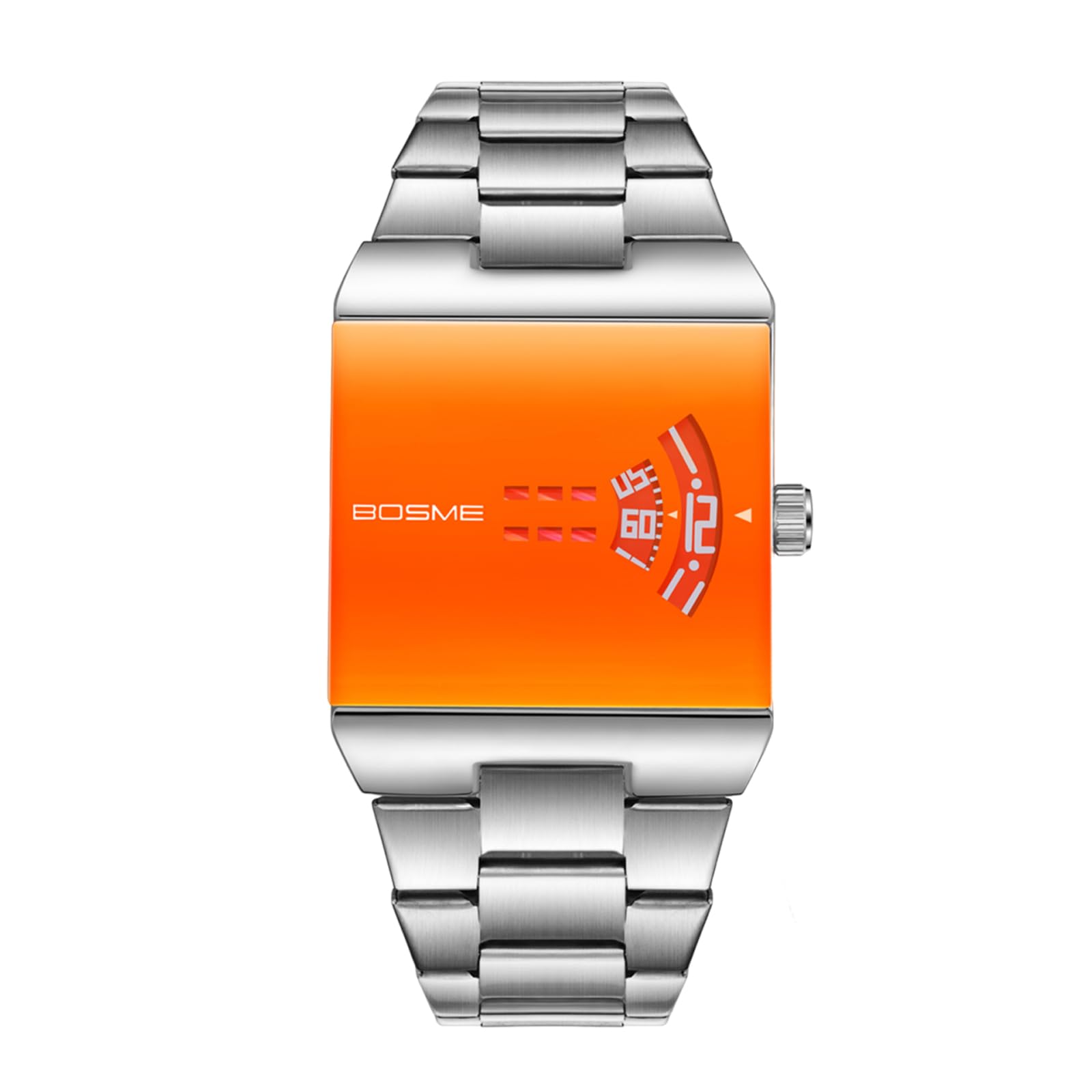 OIDEA Orologio analogico al quarzo, quadrato, in acciaio inox, da uomo, cinturino rimovibile, design senza lancette, design minimalista senza aghi, casual, festa del papà e Natale