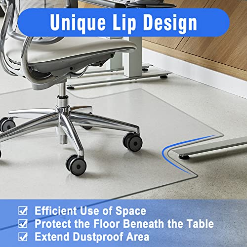 Neutype Glass Chair Mat Tempered Glass Office Chair Mat With Extended Lip For Carpet/Hardwood Floor Effortless Rolling Easy Clean Best For Home Or Office Floor (36" X 46" X 1/4", Transparent,With Lip) #TOP1