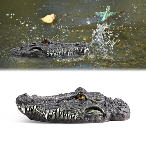 Silipull 12.6 Inches Floating Alligator Head Decoy Pool Accessories Outdoor Pools Float Alligator Fake Crocodile Head for Goose Duck Control Pool Garden Decorations and Patio Accessories(Classic)