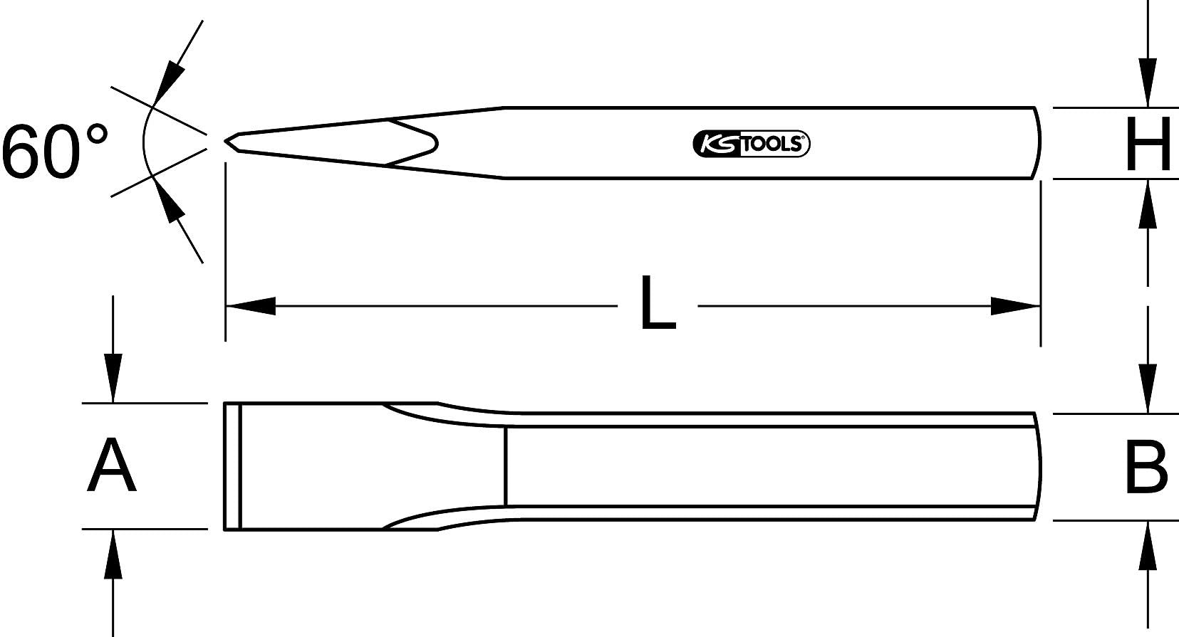 KS Tools 162.0197 Scalpello per Muratori, 33X600 mm, Ovale