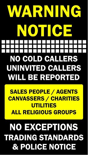 'No Cold Callers' Schild, 15x10 Cm, Selbstklebendes Vinyl – Schutz Vor Unerwünschten Anrufern Und Werbung