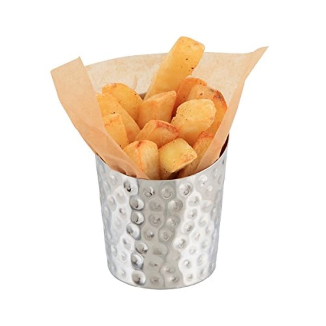 Genware NEV-SVHA10 Stainless Steel Angled Cone, Hammered, 11.6 cm x 9.5 cm