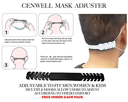 Image of Cenwell 3 Pcs Pure Cotton Face Mask with Nose Pin, Melt Blown Layer, Adjustable Ear Loop & Ear Saver Strap, Reusable Washable Fabric Mask For Men & Women