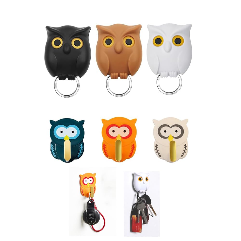 6 Piezas Gancho Para Llaves De Búho Búho Autoadhesivo Magnético Gancho Búho Magnético Soporte Llaves Búho Llavero Para Pared Colgador Llaves Pared Para El Hogar Oficina Accesorios Decoración Regalos