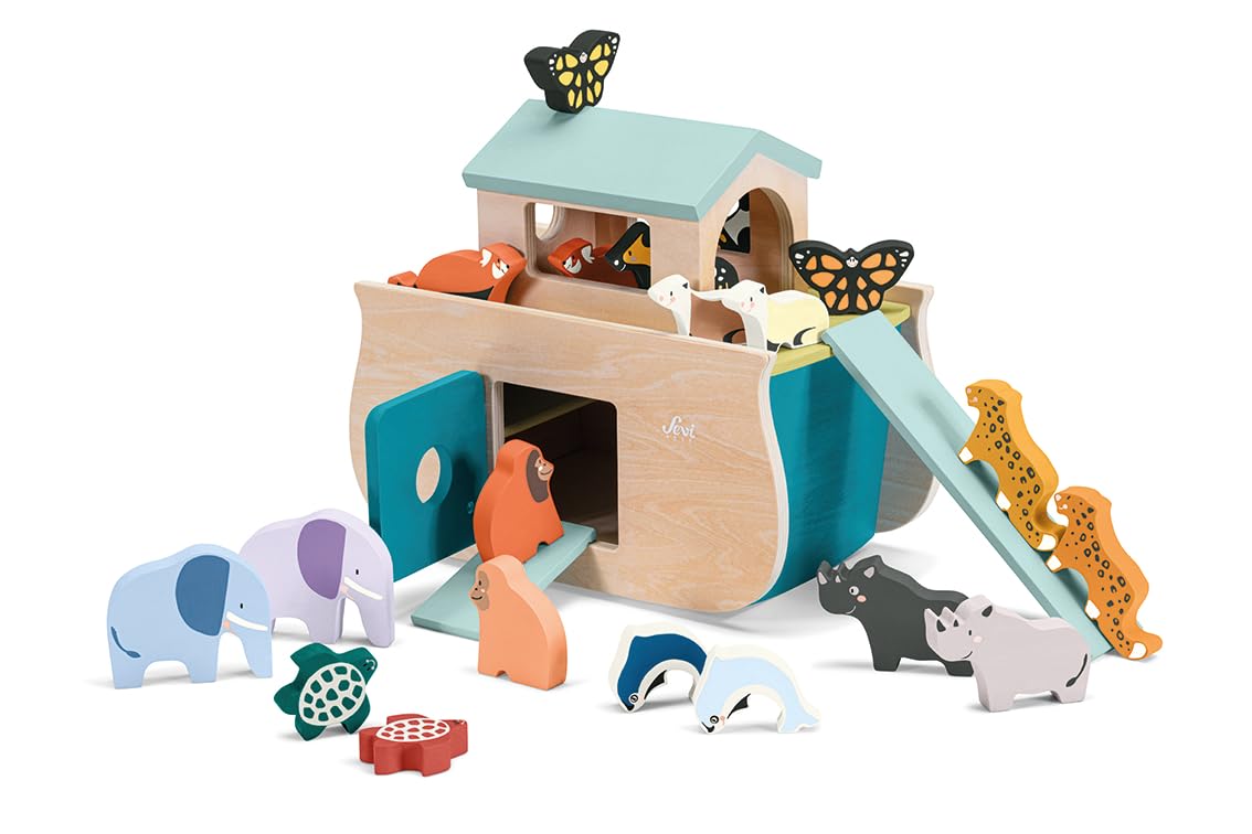 Sevi Play Set Arca Animali (21 pz) Giochi di legno, regalo bambini 2+ compleanno e Natale | 29x19x14cm taglia cm | Costruzioni e play set | modello 83134
