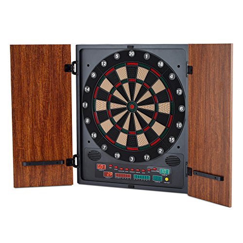 Oneconcept Dartmaster 180 - Diana autom�tica, hasta 8 Jugadores, Rival Virtual con 5 Niveles, Display LED, 12 Dardos, Apoyo para Dardos, Punta de pl�stico, 27 Juegos, 2 Puertas, Marr�n