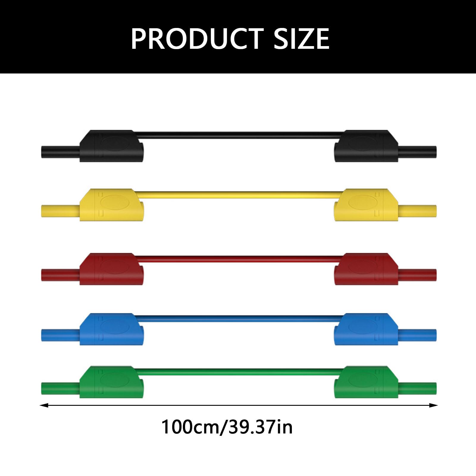 Cavo di prova flessibile in silicone, 5 pezzi, connettore a banana da 4 mm, set di cavi multimetro da 1 metro con design di sicurezza per l'uso con multimetri, cavo di prova per apparecchiature di