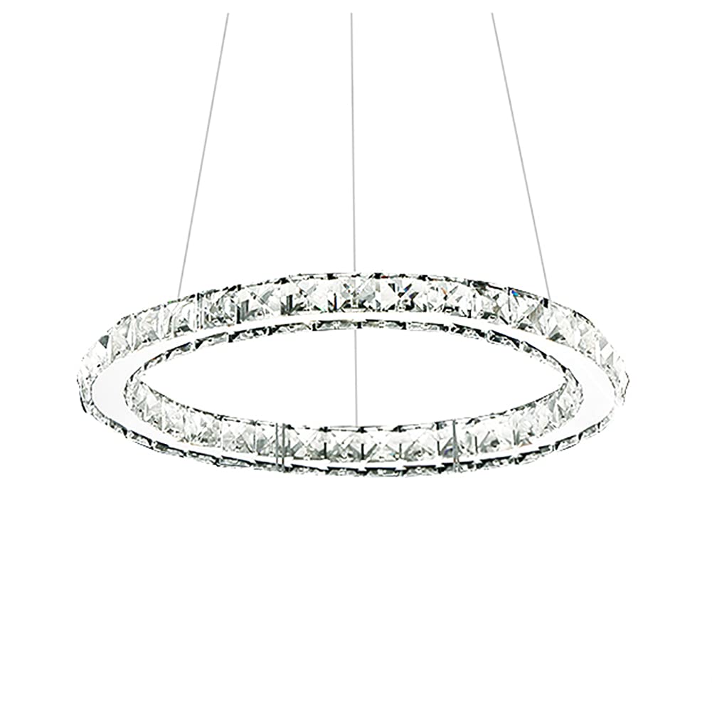 Luminaire suspendu LED en cristal rond avec plafonnier acier pour salon