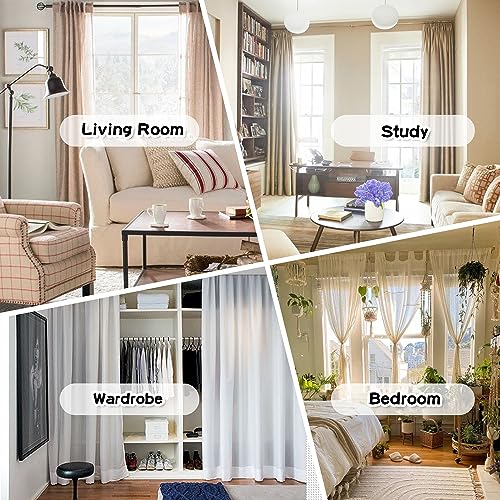 Image of MYSKY HOME 90 Inches Long Teal Curtains for Living Room Nursery Curtains for Bedroom Double Layer Curtains White Pom Pom Sheer Curtains for Dining Room Grommet Room Darkening Window Panels W52 X L90