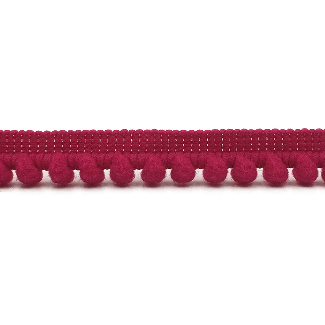 Yalulu 18 Yards Mini Pom Pom Trim Tassel Pompom Trim Ball Fringe Ribbon Trimming for Curtains Apparel DIY Craft Sewing Supplies (Rose Red)
