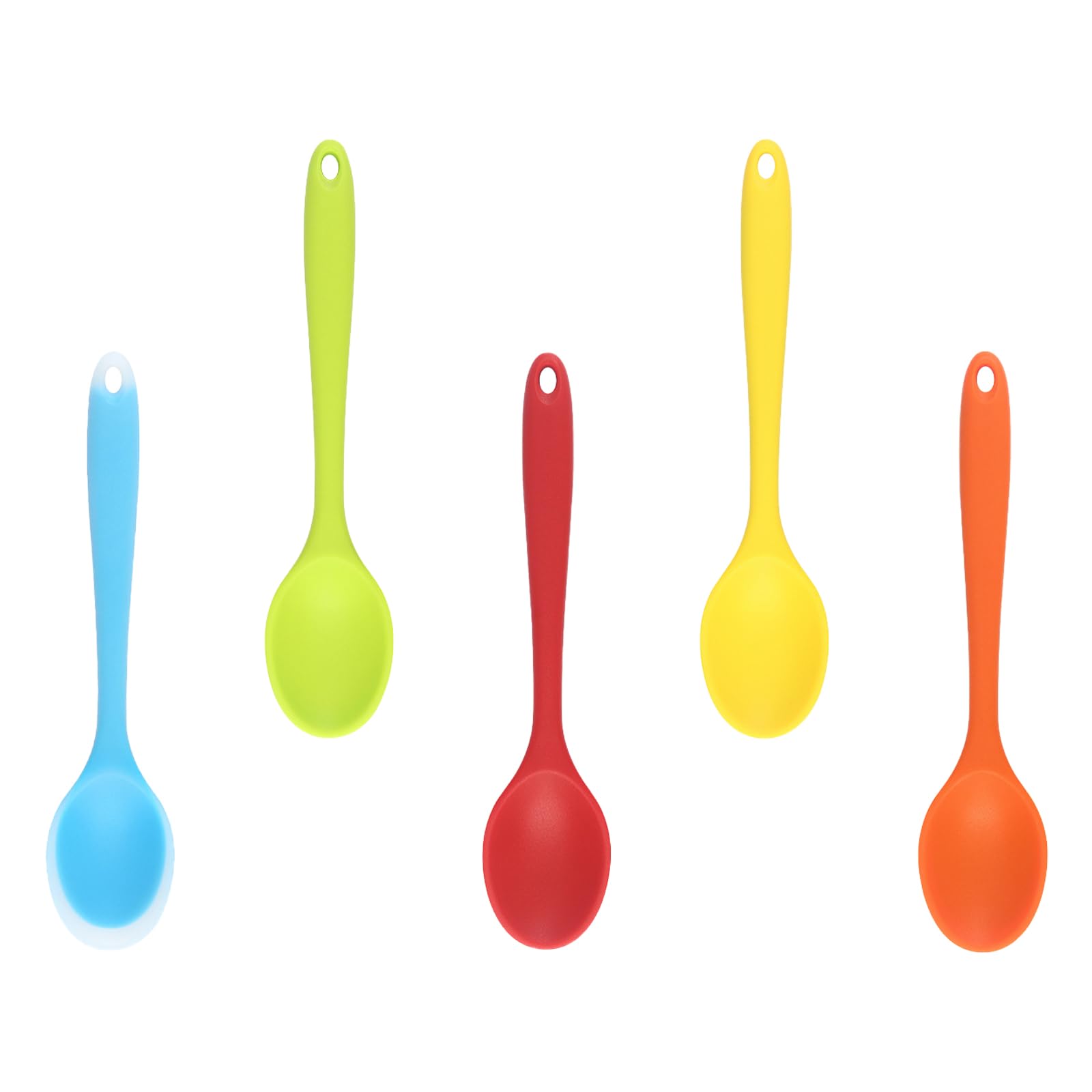 Tsophreniq Of 5 Silicone Soup Spoons Elegant Spoons Soft Spoon Dessert Utensils Perfect for Dining and Cooking Portable