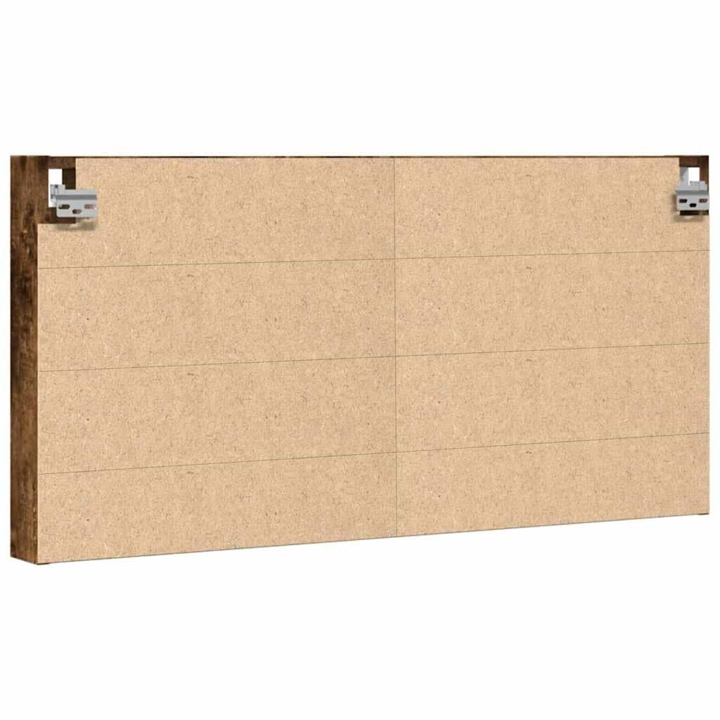 Vitrinenschrank Räuchereiche 100x8,5x50 cm Holzwerkstoff mit 10 Ablagen Elegantes Design & Starker Stauraum für Wohnzimmer Schlafzimmer und Flur