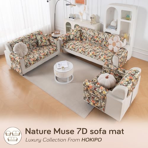 Image of HOKIPO 'Nature Muse' 1 PC Backrest Mat for Sofa Cover | Premium HD Printed Holland Velvet Mat, Butterfly Orchard (IN-922-L-D3)